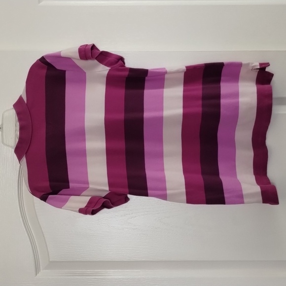 Old Navy size large graphic stripes pinks and purple athletic prep polo top - Picture 3 of 12